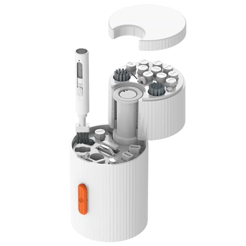 Ryaacphi Multi-Functional Electronics Cleaning Kit, Charging Port Cleaner, for Mobile Phones, Headphones, Computer, Monitor, Camera Lens, White