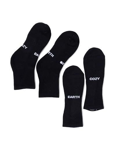Image of Cozy Earth Essential Quarter Socks for Women and Men - Soft Mercerized Cotton Crew Socks 2-Pack Set - Heel & Arch Support