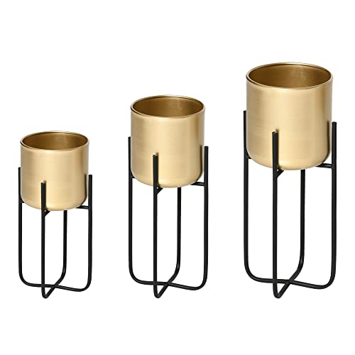 Outsunny 3er Set Blumenständer mit Blumentopf aus Metall Pflanzenständer...