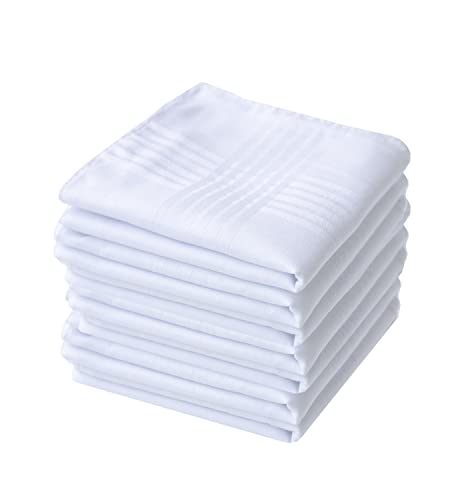 Mens White Cotton 100% Cotton Handkerchiefs Pack 3Pcs #TOP1