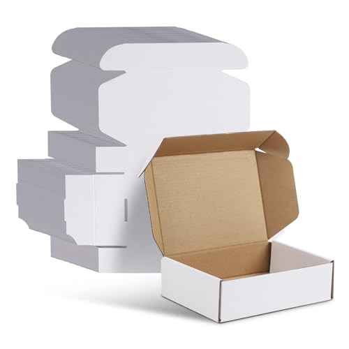 Image of WIFTREY 7X5X2 Shipping Boxes Set of 30, 7X5X2 White Corrugated Cardboard Box for Packaging Small Business, Gift Packing, Mailing, Moving