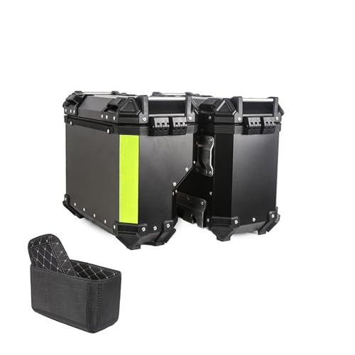 Xzomystify 38L Waterproof Motorcycle Side Case Bag Heavy Duty Motorcycle Tail Box Motorcycle Trunk Box 1 Pair Motorcycle Helmet Bag with Security Lock Storage Case for Stowing Helmets Luggage(Black)