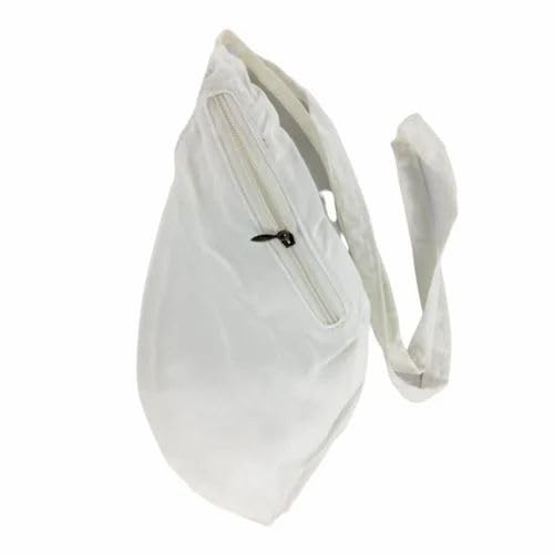 Premium Cotton Jaap Mala Bag with Zipper Pocket & Shoulder Strap | Gomukhi Jaap Mala Bag | Soft Fabric Chanting Bag for Meditation, Japa & Bhakti Use (White, Pack 1)-image-1