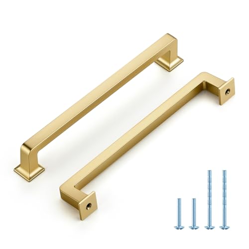 HOME EDIT Brushed Gold Cabinet Handles Zinc Pulls 6-1/4 Inch 10 Pack