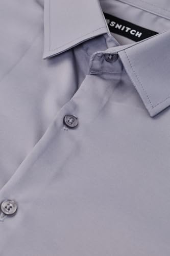 Image of SNITCH Men Formal Shirt | Tailored Slim Fit Full Sleeve Spread Collar Solid Style | Breathable Polyester Viscose Blend Twill Fabric for Office & Evening