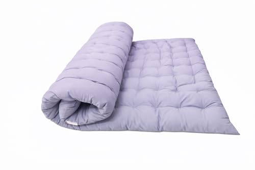 Image of ATOOTFUSION Soft Cotton Quilt | Foldable Light Weight Filled Single Firm Cotton Quilt Mattress| Gadda (Solid Coloured, Sleeping Capacity, 6 x 6 ft or 72 x 72 Inches) Double Bed (Lilac)