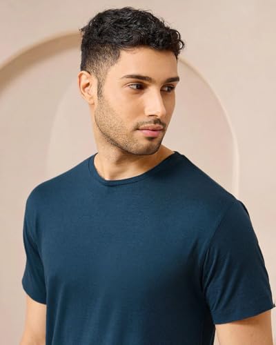 Image of Wellbi Bamboo Men's Tshirt - Ultra-Soft, Breathable & Sustainable | Premium Cotton Blend for Supreme Comfort | Stylish & Eco-Friendly T-Shirt for Men | Tshirt Men Cotton