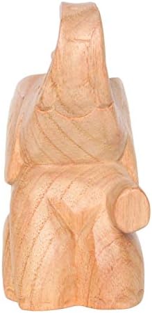 Brave Wings Hand Carved Wooden - Sitting Elephant Wood Carving - Wood Ornament Sculpture Figurine Statue Unique Table Decoration Home Decor Gift for Christmas - 1942