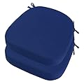 idee-home Outdoor Chair Cushions Set of 2, 17" x 17" x 3" Thick Outdoor Cushion Seat Cushion Waterproof Patio Furniture Cushions with Ties, Dining Chair Cushions Indoor Chair Pads Dark Cerulean