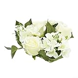 Tischdeko-Kranz mit künstlichen Rosen und Kerzen, Unterkunft für Hochzeit, Empfang, Jahrestag, 20 cm, Weiß