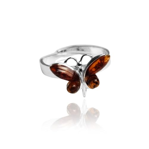 Bague ambre de la Baltique en argent sterling 925 éclatant et ajustable