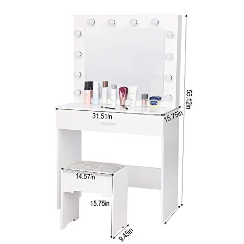 image for MINIKID Vanity Set Makeup Dressing Table with Mirror, Vanity Desk with