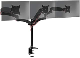 Duronic Triple Monitor Arm Stand Desk Mount DM553 3 PC Screen Riser Black Spring Powered For 5kg Display 15-27 Inch VESA 75 100 | 21 22 24 27 Inches