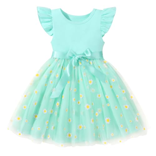 Toddler Baby Girls Tutu Tulle Dress Ruffled Sleeve Print Mesh Party Princess Dresses Summer Clothes 2-7T