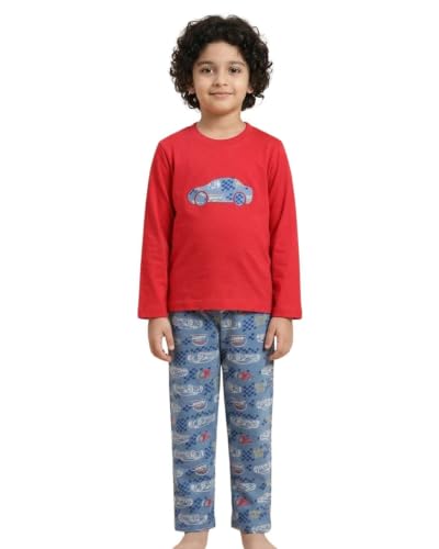 Image of Boys & Girls Premium Cotton Full Sleeves Print T-Shirt & Pyjama Set | Kids Clothing Set | Loungewear | Nightwear