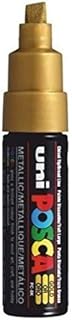 Uni Posca PC-8K Gold Colour Paint Marker Pen Fabric Metal Glass 8mm Broad Chisel Nib Tip Writes On Any Surface Metal Glass Wood Fabric Plastic Stone (Pack Of 1)