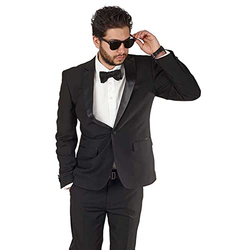 Slim Fit 1 Button Peak Lapel Tuxedo Jacket Satin Collar Dinner Blazer AZAR2