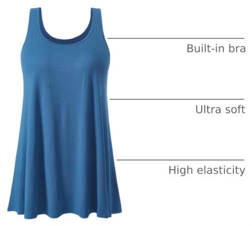 Image of Air Curvey Tank Tops for Women Build in Bra Casual Flowy Tank Pleated Loose Fit S-XXXXL