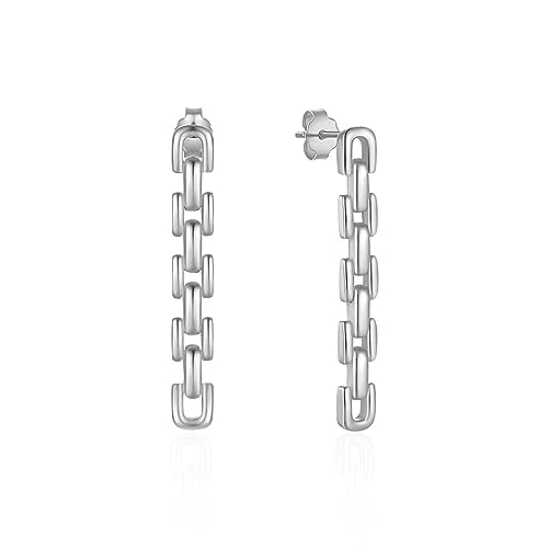 Pendientes de plata de ley S925 estilo cadena para lucir en el colegio y fiestas infantiles