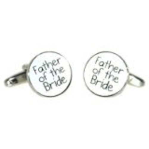 Mancuernillas redondas blancas Father Of The Bride para hombre miniatura 1