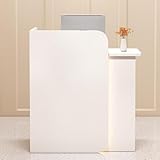 Rezeptionstisch für Büros, abschließbare Schublade, Empfangstrese, offener Empfangstresen, einfacher Holzverkaufstheke (weiß, 1 100 cm) – ideal für moderne Arbeitsbereiche