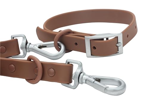 SINMORA Dog Collar and Leash Set Adjustable Strong Dirt Resistant Deodorization Waterproof Easy to Clean Soft Not Fall Off Pet Collars Leashes for Large Medium Small Dogs 6FT Dog Leash (L, Brown) - Image 4