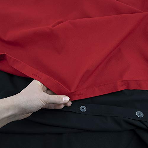 Adam's 4PC Duvet Cover Quilt Cover Complete Bedding Set Reversible Extremely Soft & Durable Comforter Cover Anti Allergic Microfibre Cover With Free Fitted Sheet Included Red Black Double - Image 7
