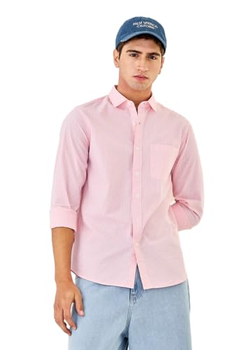 Image of SNITCH Men Formal Shirt | Slim Fit Full Sleeve Spread Collar Gingham Pattern | 100% Cotton & Breathable Fabric for Office & Smart Casual Wear
