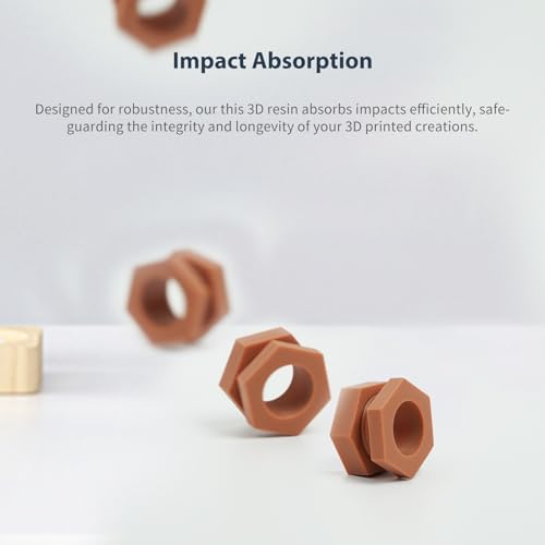 Image of Tough 3D Printer Resin, Wear Resistant & Impact-Tough Resin for BJD Models & Articulated Figures, High Precision Soomth Matte Finish 3D Printing Liquid for LCD DLP MSLA Printers (Brown, 1KG)