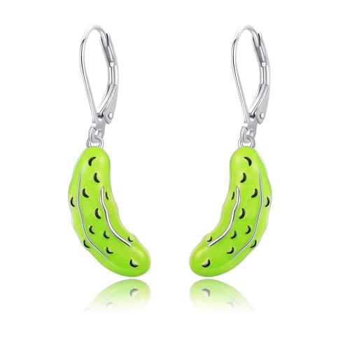 Pickle Earrings Sterling Silver Pickle Cucumber Jewelry Gifts for Women