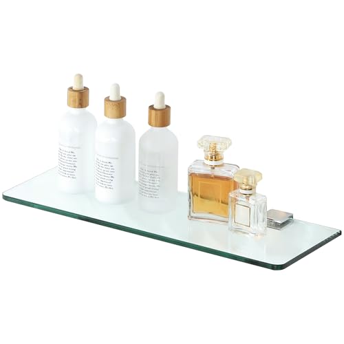 Alise Glass Bathroom Shelves,15 Inch Floating Shelves for Wall Rectangular