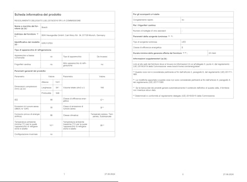 BOSCH KIR31VFE0, FRIGORIFERO INCASSO, Classe E - 12