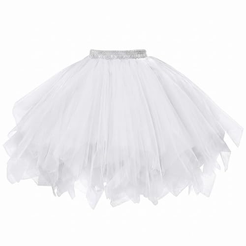 Psxixjsm Damen Tutu Klassisch Rock Ballett Tüllrock Petticoat Unterrock Elastisch Tanzrock Retro 50er Stil Puffy Tütü Röcke für Party Karneval Cosplay Tanz Kostüm Ballkleid Abendkleid