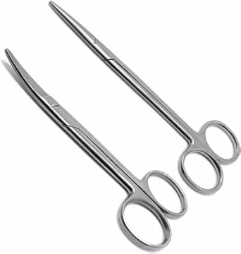 THE FIRST LAB SURGICAL INSTRUMENT STRAIGHT AND CURVED METZENBAUM SCISSOR 6 inch Set of 2 Pieces STAINLESS STEEL Metzenbaum Scissors (Blunt/Blunt Blades)