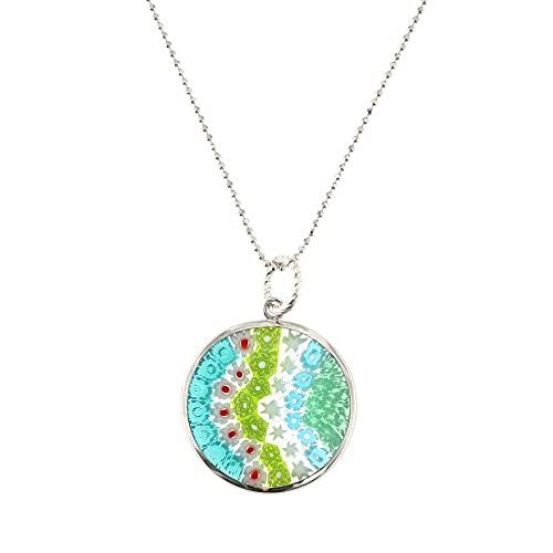 Venetiaurum - Collier pour Femme avec Pendentif Murrina en Verre de Murano Original et Argent 925 - Bijou Certifié Made In Italy