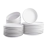 Picture of Porto by Stone Lain Macchio 24-Piece Premium Kitchen & Dining Dinnerware Set Stoneware, White Matte, Crafted in Portugal, Dishwasher and Microwave Safe Scratch-Resistant Dish Set for 8