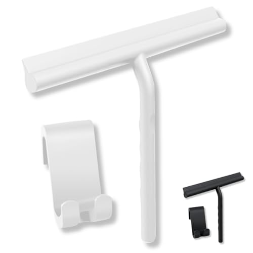 Nunupo Limpia Mampara Ducha Cristal, Elimina Las Gotas De Tus Cristales Rasqueta Limpiacristales Ducha, Limpiacristales De Silicona Con Gancho Para Colgarlo