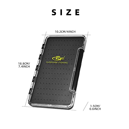 Sf Slim Fishing Box Thin Trout Flies Plastic Clear Lid Triangle Black Foam Waterproof Fly Fishing Box Large #TOP1