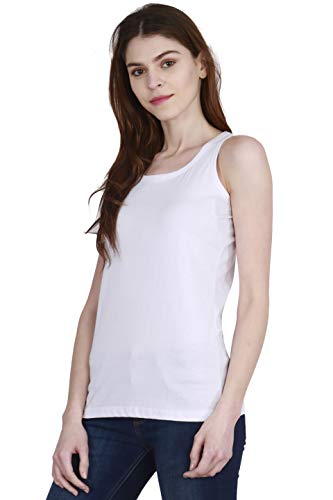 Image of FLEXIMAA Women's Cotton Plain Round Neck Sleeveless T-Shirt