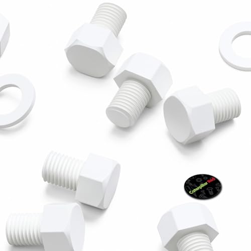 Image of 10x White PP Hex Head M16 x 20 mm Plastic Bolts, Nuts & Washers (5 /8 x 25 /32 in)