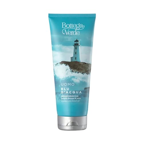 Bottega Verde - Blu d'Acqua, Shampoo Doccia Uomo con Sali d'Acqua di Mare, 200 ml, Azione Tonificante, Pratico Formato 2 in 1 per Detergere Pelle e Capelli