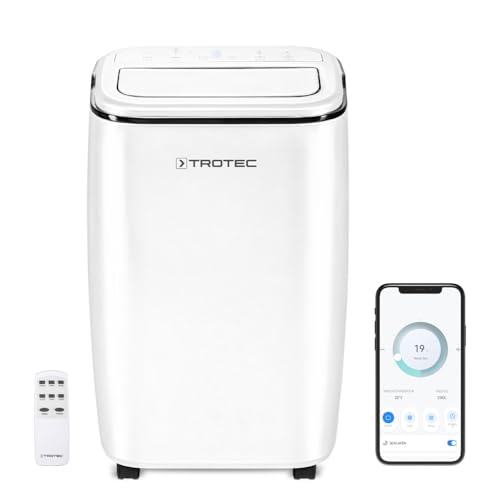 TROTEC mobile Klimaanlage PAC 3501 S WiFi – 3-in-1 Kühlung, Ventilation, Entfeuchtung – 3,5 kW, 12.000 BTU/h, 3 Ventilationsstufen, Fernbedienung, Timer, Nachmodus