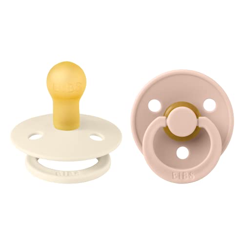 Image of BIBS Baby Pacifier | BPA-Free Natural Rubber | Made in Denmark | Ivory/Blush 2-Pack (0-6 Months)