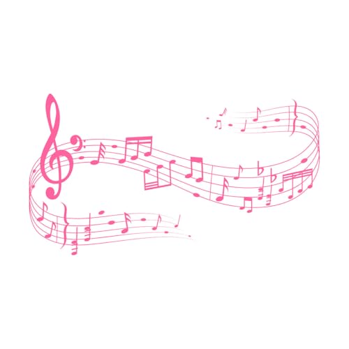 ondas de canciones con notas de partitura en pentagramas Pegatinas artísticas de vinilo 34x61.2cm Pegatinas para vidrio Rosa