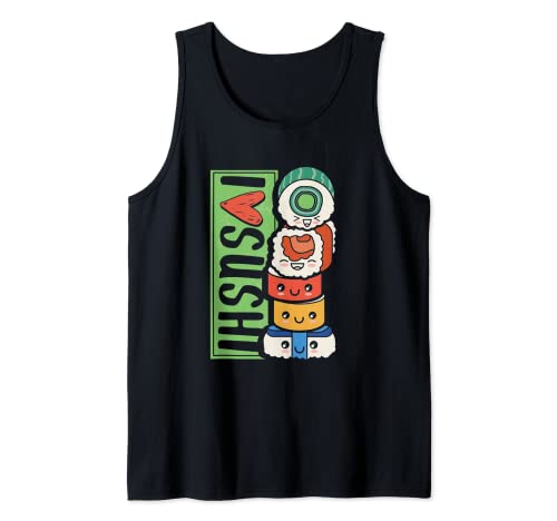 Funny I Love Sushi | Comida japonesa | Amante del sushi japonés Camiseta sin Mangas