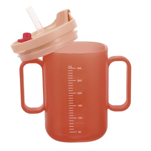Generisch Taza con pico para personas mayores, 300 ml, vaso con pico para personas mayores, 2 asas, vasos a prueba de fugas para personas mayores, vasos a prueba de fugas para adultos con asas