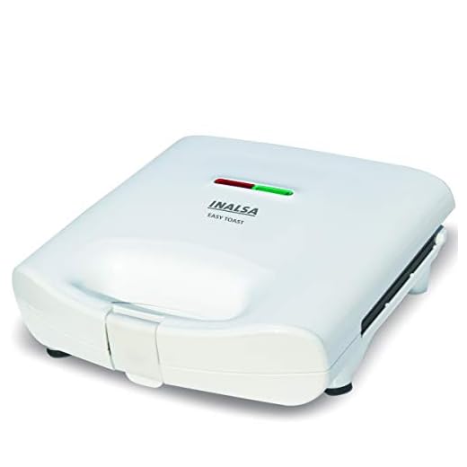 INALSA Easy Toast Sandwich Maker-750W with Non-Stick Coated Plate and Bigger body|Deep Filling, Triangle Sandwich,(White)