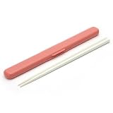 三好製作所(Miyoshi Seisakujyo) GEL-COOL ジェルクール STICK 滑り止め加工 箸 箸ケース付き(振動でも静音設計) マカロンピンク 19cm セット 女性 男性 子供 食洗機対応(お箸 本体) 日本製 0101-0293