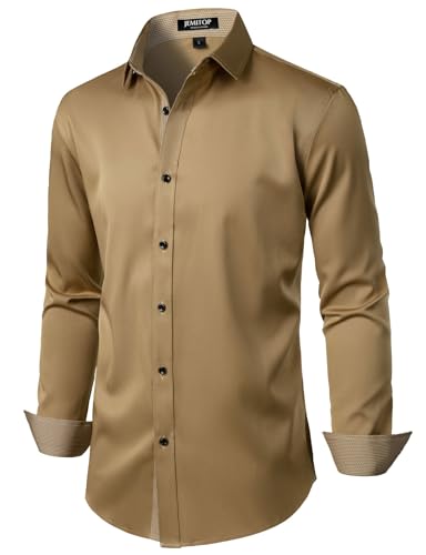 Men's Stretch Multi-Use Long Sleeve Dress Shirts Party Prom Wedding Shirts with Slight Sheen3
