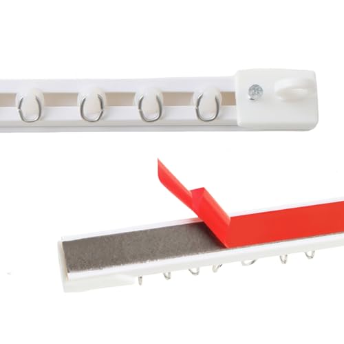 Rail de Rideau Sans Perçage, Tringle à Rideau Adhésive, 4x40cm, Sans Perçage ni Vis, peut être Utilisé sur les Plafonds et les Murs, Convient à la...